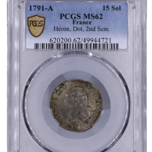 Louis XVI - période constitutionnelle - 15 sols françois 1791 A - MS62