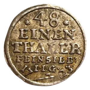 Inscription de 4 lignes, initiales du maître de la monnaie divisant la date en dessous