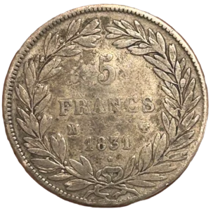 5 francs Louis Philippe Ier 1831 MA Marseille (tranche en creux)