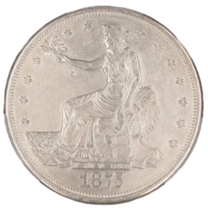 Liberté assise tendant un rameau vers la gauche.