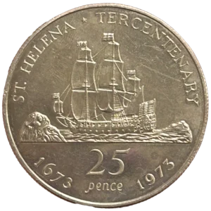 Saint-Hélène - 25 pence Tricentenaire de Saint-Hélène 1973 (frappe argent)
