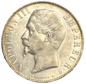 Tête nue de Napoléon III à gauche.