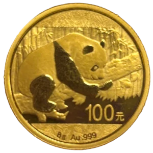 Jeune panda et adulte mangeant du bambou.<br />
<br />
中 华 人 民 共 和 国