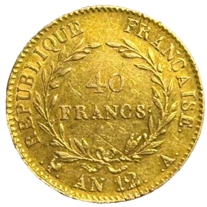 40 francs dans une couronne végétale.