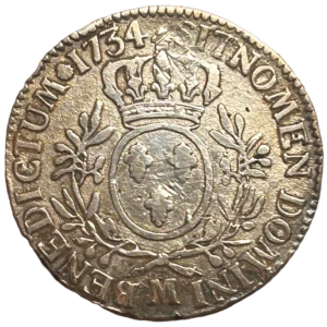 Écu de France couronné, entre deux branches d'olivier.