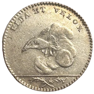 Siège de Justice entre les balances et un sceptre croisé avec une épée.