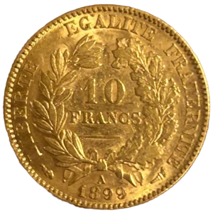 10 francs dans une couronne végétale.