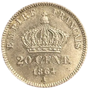 Tête laurée de Napoléon III à gauche.