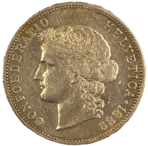 Tête d'Helvetia diadémée à gauche avec une couronne d'épis.