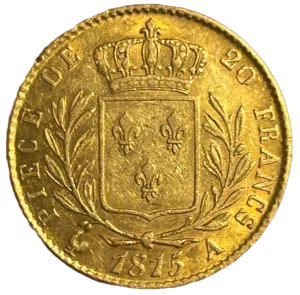 Ecu de France couronné entre une couronne de laurier.
