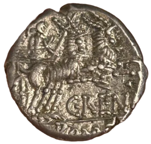 Junon dans un bige de chèvres galopant à droite, tenant un sceptre et les rênes et un fouet.