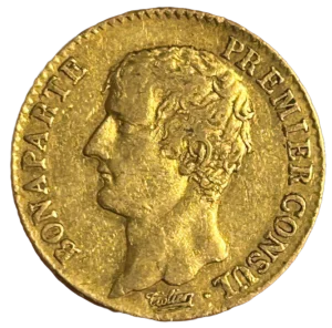 Tête nue de Napoléon Ier à gauche.