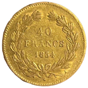L'inscription 40 francs 1834 A entouré d'une couronne de laurier.