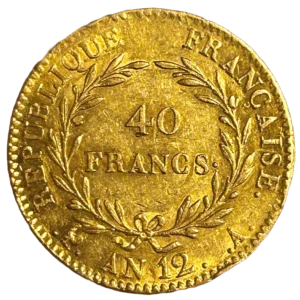 40 francs dans une couronne végétale.
