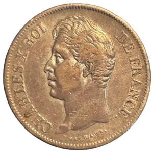 Tête nue de Charles X à gauche.