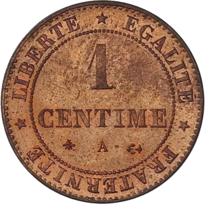 1 centime entouré de la devise "liberté-égalité-fraternité"