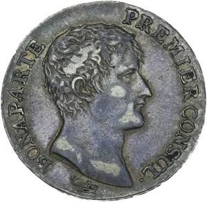 Tête nue de Napoléon Ier à droite.