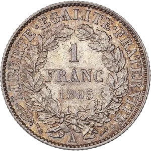 1 franc dans une couronne de laurier.