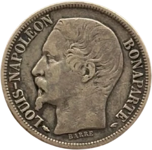 Tête nue de Louis Napoléon à gauche.