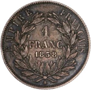 1 franc dans une couronne de laurier.