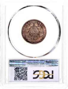 1 franc dans une couronne de laurier.