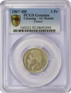 Tête laurée de Napoléon III à gauche.