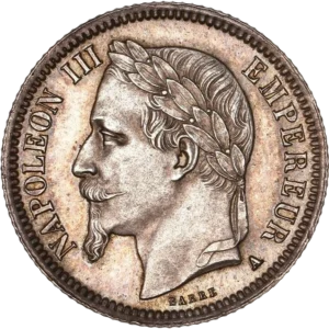 Tête laurée de Napoléon III à gauche.