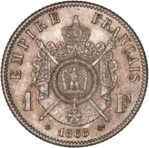 1 franc dans une couronne de laurier.