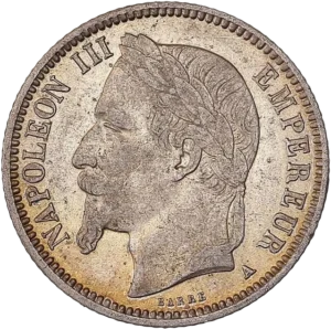 Tête de Napoléon III à gauche.