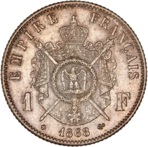 1 franc dans une couronne de laurier.