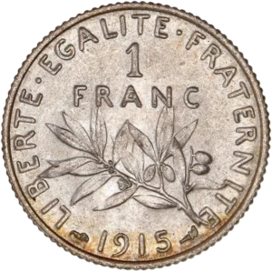 1 FRANC au-dessus d'une branche d’olivier.