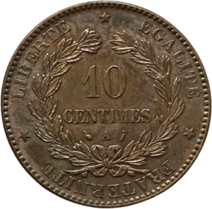 10 centimes dans une couronne végétale.