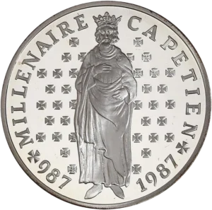 10 francs 1987 entouré de la devise de la république française.