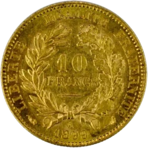 10 francs dans une couronne végétale.