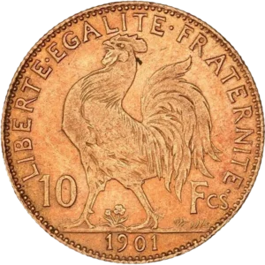 Coq passant à gauche.