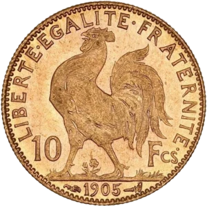 Coq passant à gauche.