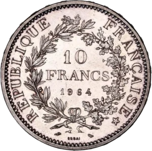 Hercule debout de face avec la léonté, unissant la Liberté debout à gauche et l'Egalité à droite.