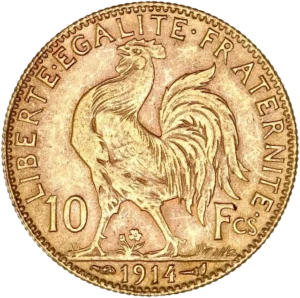 Coq tourné à gauche.