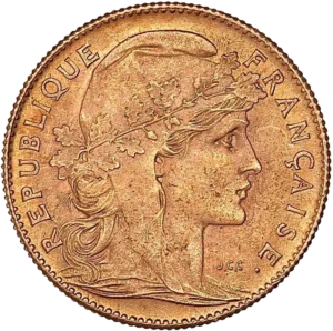 Tête de Marianne à droite coiffée d'un bonnet phrygien et laurée.