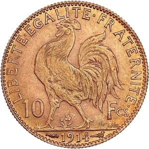 Coq tourné à gauche.