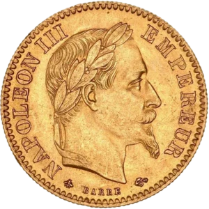 Tête laurée de Napoléon III à droite.