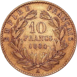 10 francs dans une couronne végétale.