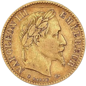 Tête laurée de Napoléon III à droite.