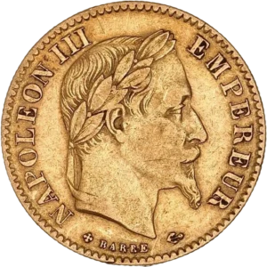 Tête laurée de Napoléon III à droite.