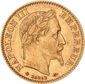 Tête laurée de Napoléon III à droite.