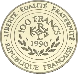 Monogramme carolingien au dessus d'une couronne de lauriers.