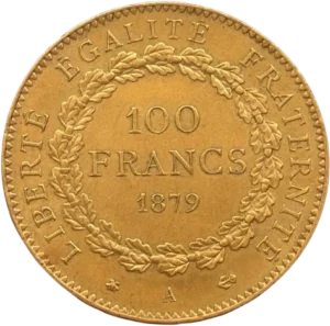 L'inscription 100 francs dans une couronne de chêne.
