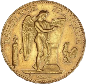 Le Génie de la république française gravant la constitution sur une tablette de marbre.