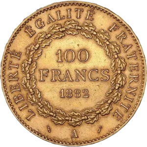 L'inscription 100 francs dans une couronne de chêne.