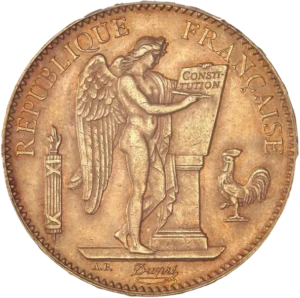 Le Génie de la république française gravant la constitution sur une tablette de marbre.